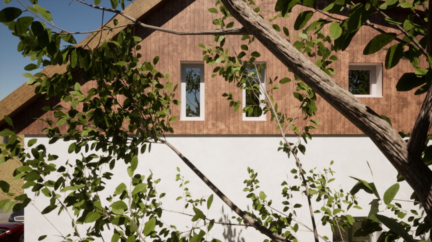 Facade of a building designed by Tervem Kft., in natural light